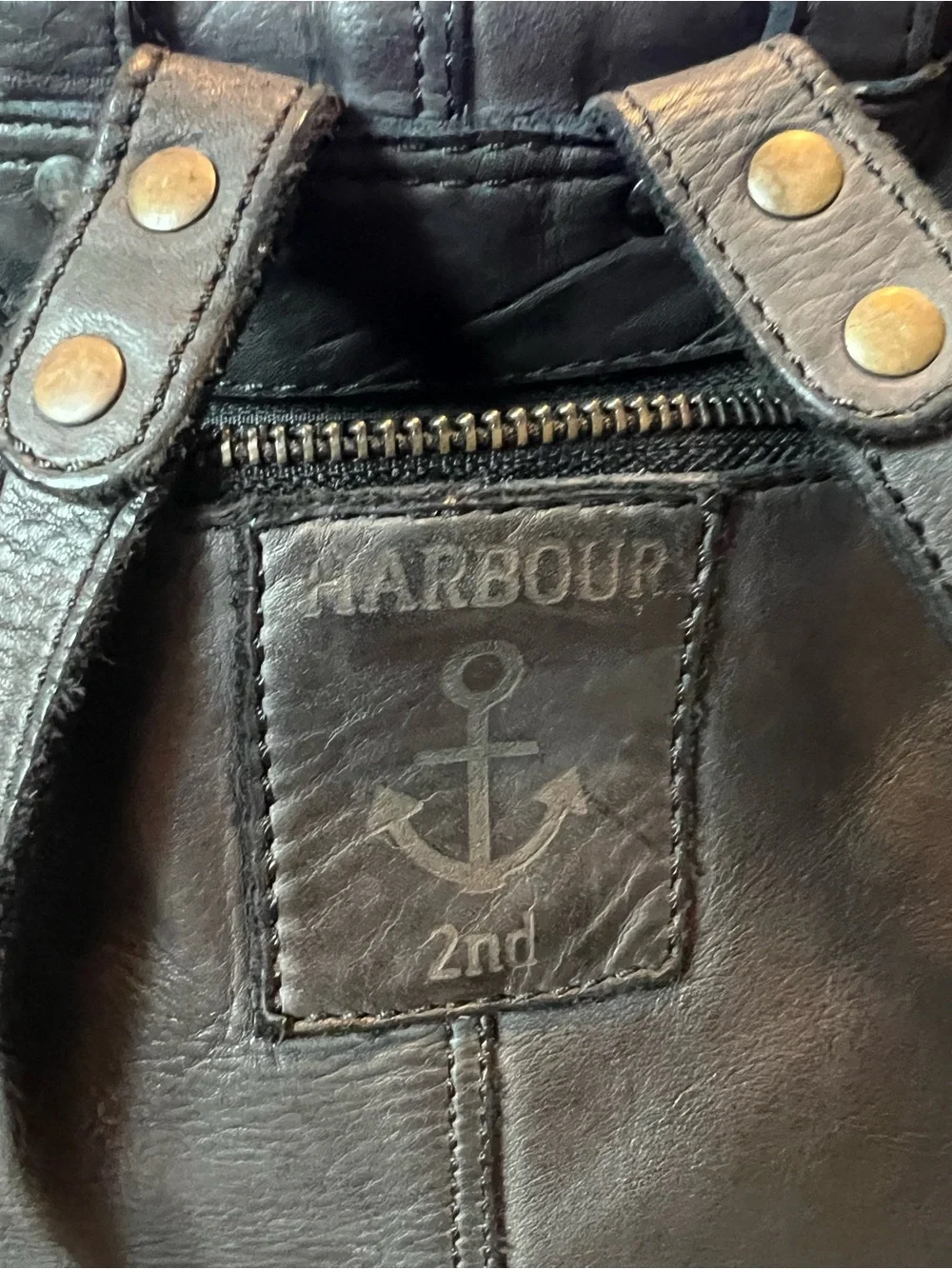 HARBOUR 2ND MEGHAN DOME LEATHER BACKPACK SOLID ASH BLACK anchor